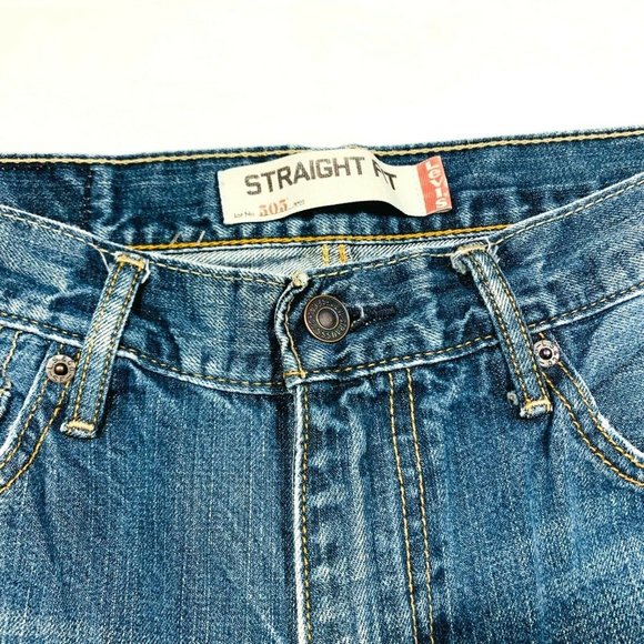 Levi's 505 Straight Fit Jeans Distressed Faded Whisker Red Tab Dark W31xL32 NWOT - Picture 6 of 10